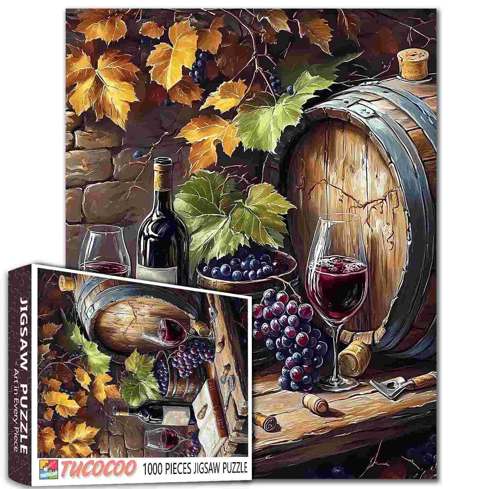 tucocoo-rustic-wine-and-grapes-puzzle-1000-teile-wein image 1