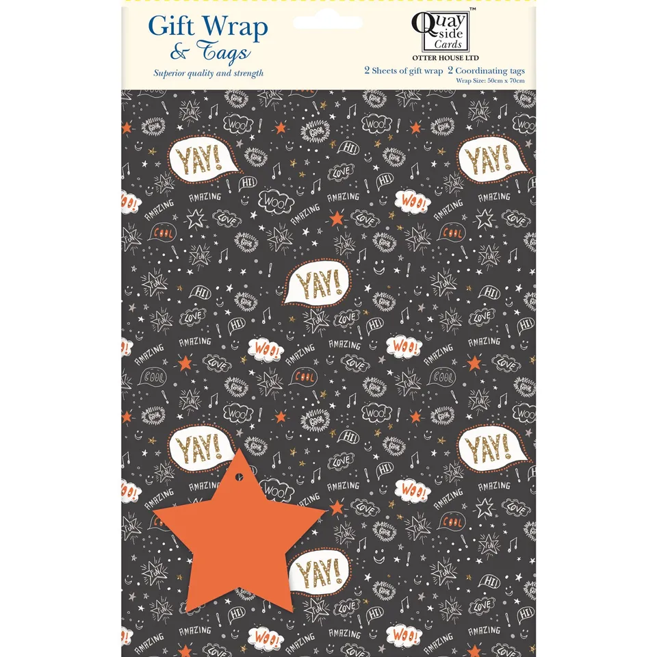 otter-house-black-graffiti-geschenkpapier-2-b-gen-mit-tags image 1