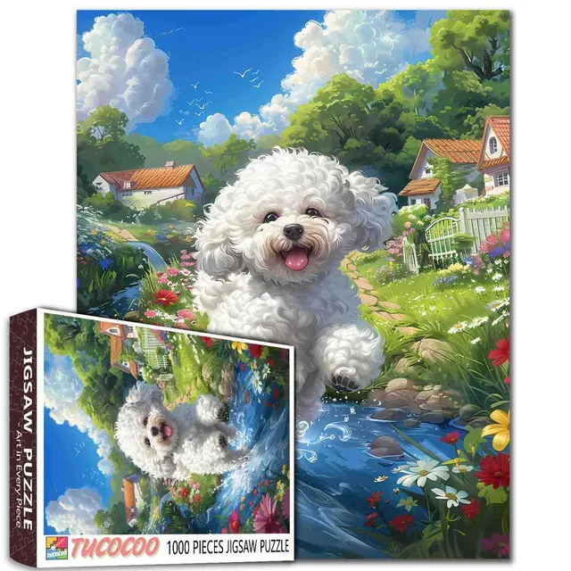 tucocoo-flower-garden-river-dog-puzzle-1000-teile-hund image 1