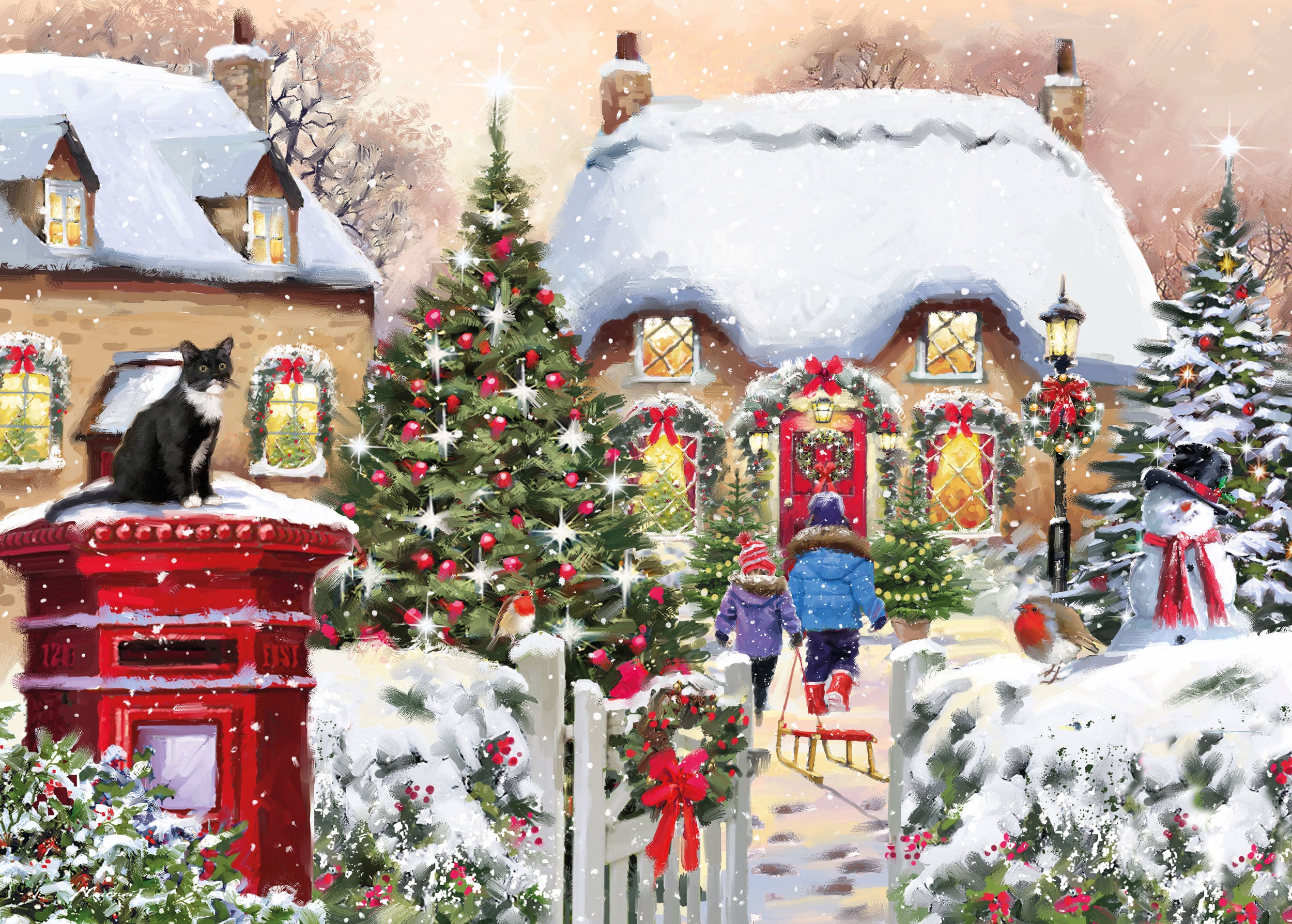 otter-house-holly-cottage-puzzle-1000-teile-winter image 1