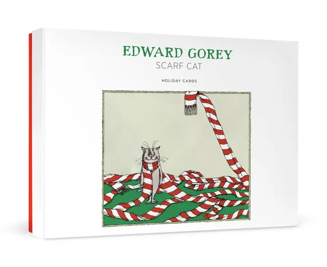pomegranate-edward-gorey-scarf-cat-weihnachtskarten-box-katzenmotiv image 1