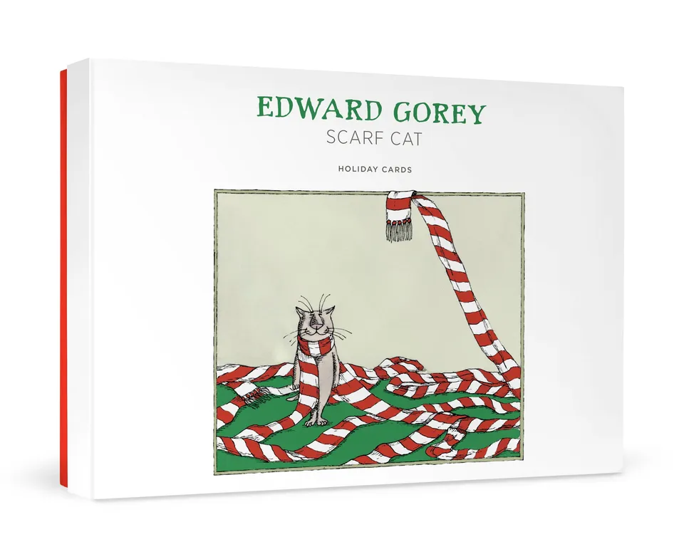pomegranate-edward-gorey-scarf-cat-weihnachtskarten-box-katzenmotiv image 1