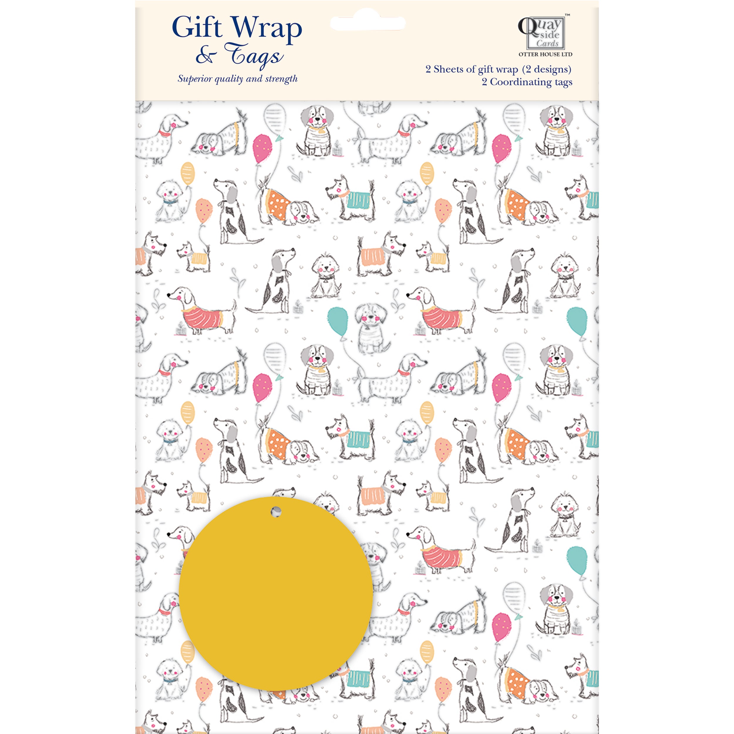 otter-house-gift-packaging-geschenkpapier-hunde-2-bogen-tags image 1