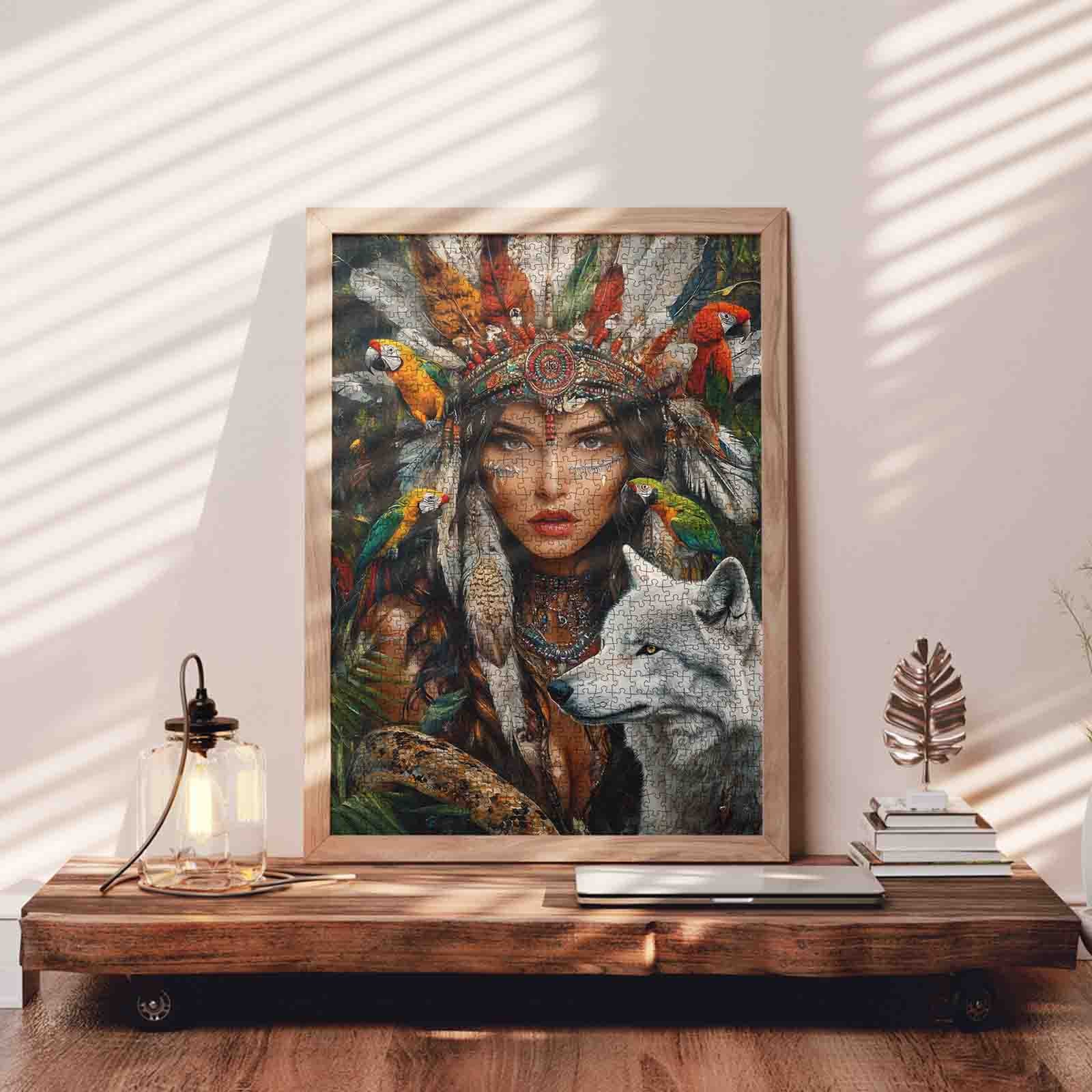 tucocoo-sacred-feathers-white-wolf-puzzle-1000-teile-frau image 3
