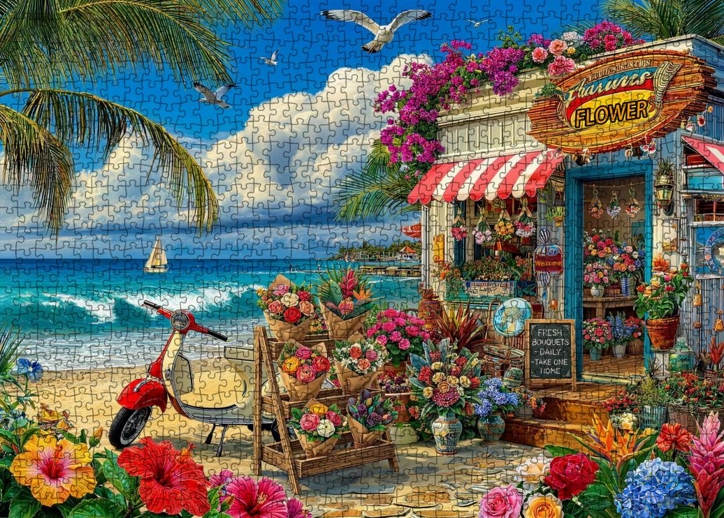 tucocoo-tropical-beach-flower-shop-puzzle-1000-teile-blumen image 2