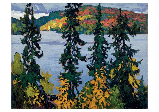 pomegranate-blank-notecards-lawren-s-harris-montreal-river-klappkarte image 1