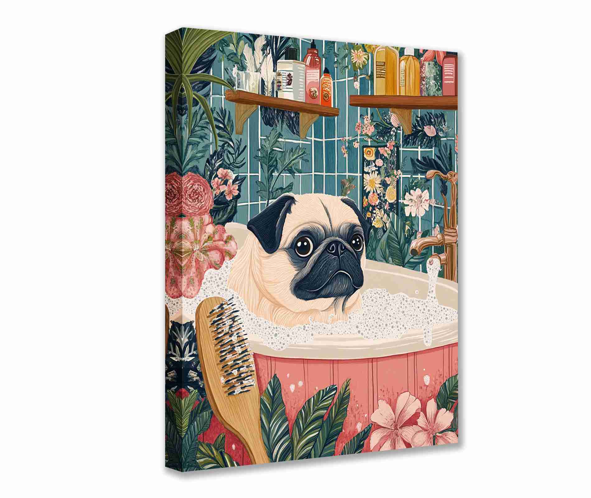 tucocoo-canvas-wall-art-mops-im-schaumbad-leinwandbild-30x40cm image 1