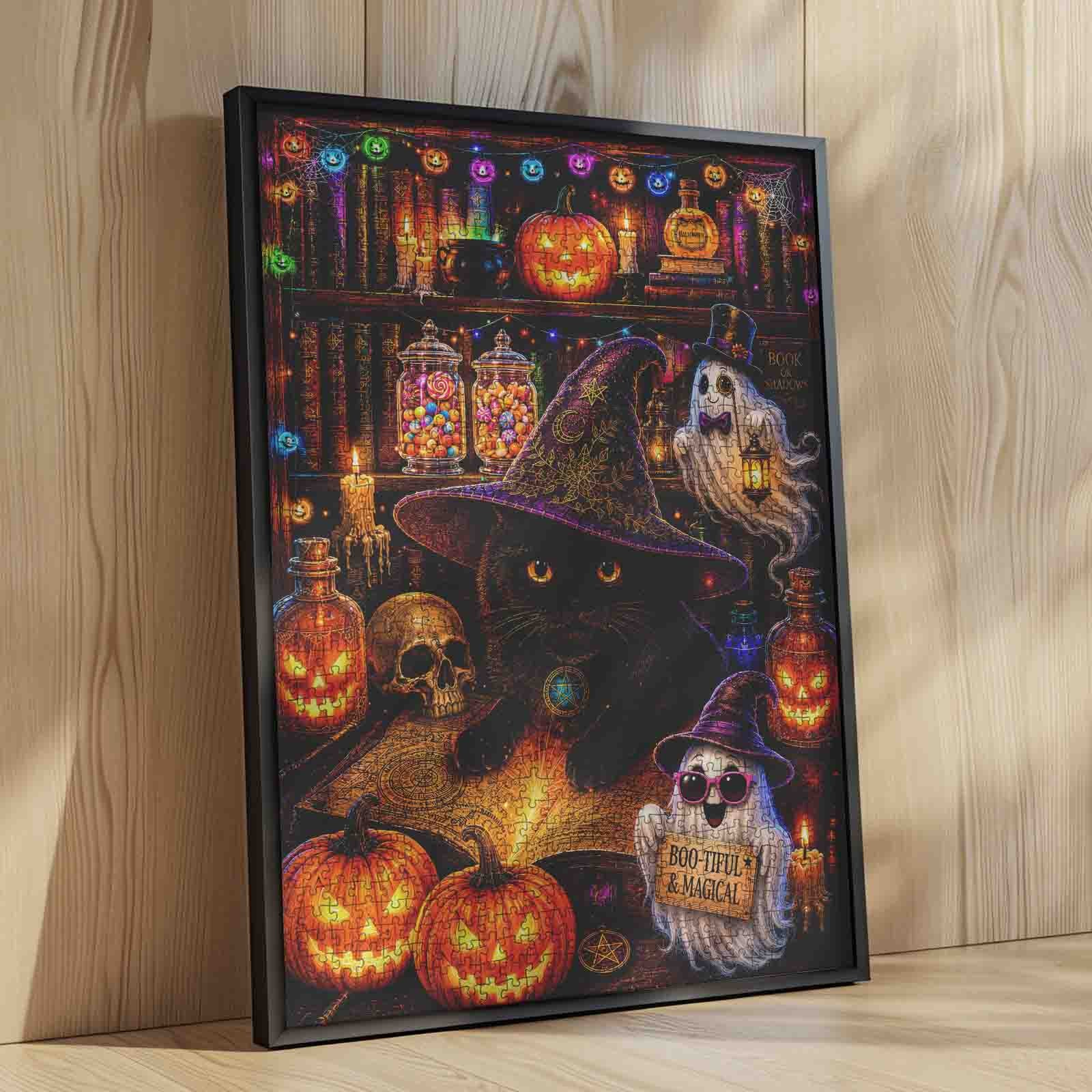 tucocoo-black-cat-witchy-library-puzzle-1000-teile-halloween image 4