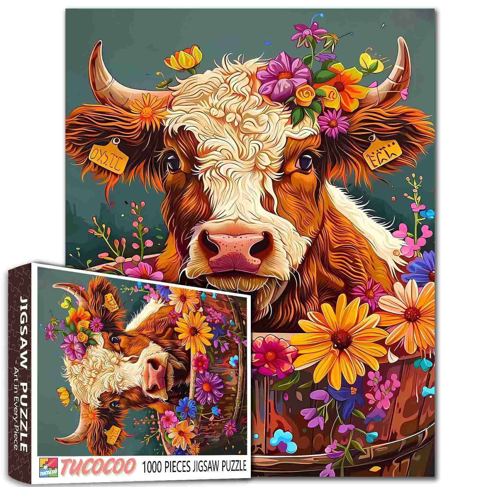 tucocoo-flower-cow-puzzle-1000-teile-blumenkrone image 1