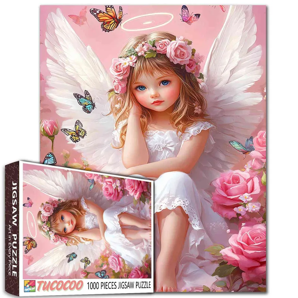 tucocoo-jigsaw-engel-mit-rose-puzzle-1000-teile-fantasy image 1