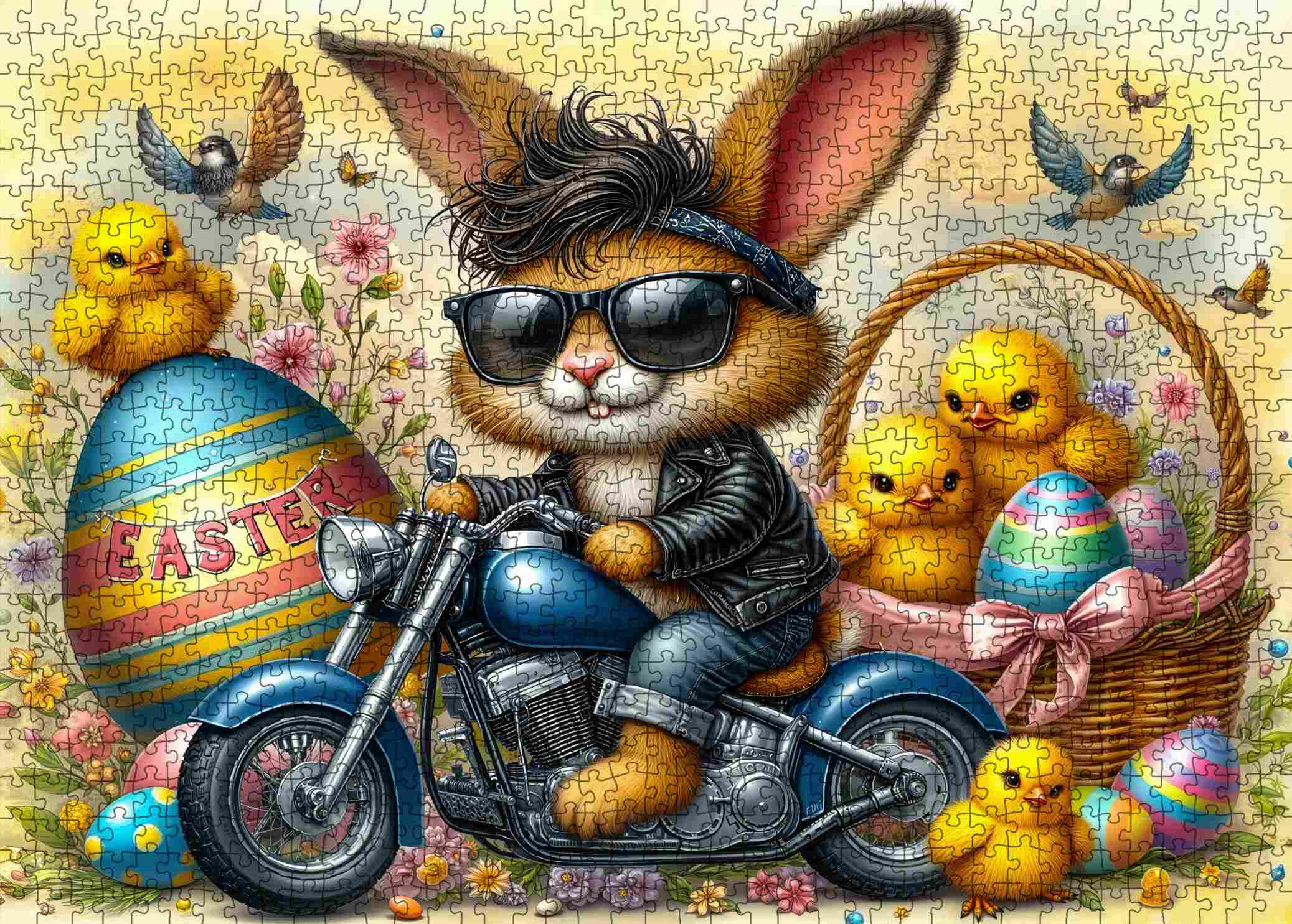 tucocoo-cool-bunny-biker-easter-puzzle-1000-teile-ostern image 2
