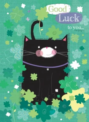 otter-house-gl-ckwunschkarte-schwarze-katze-klee-viel-gl-ck image 1