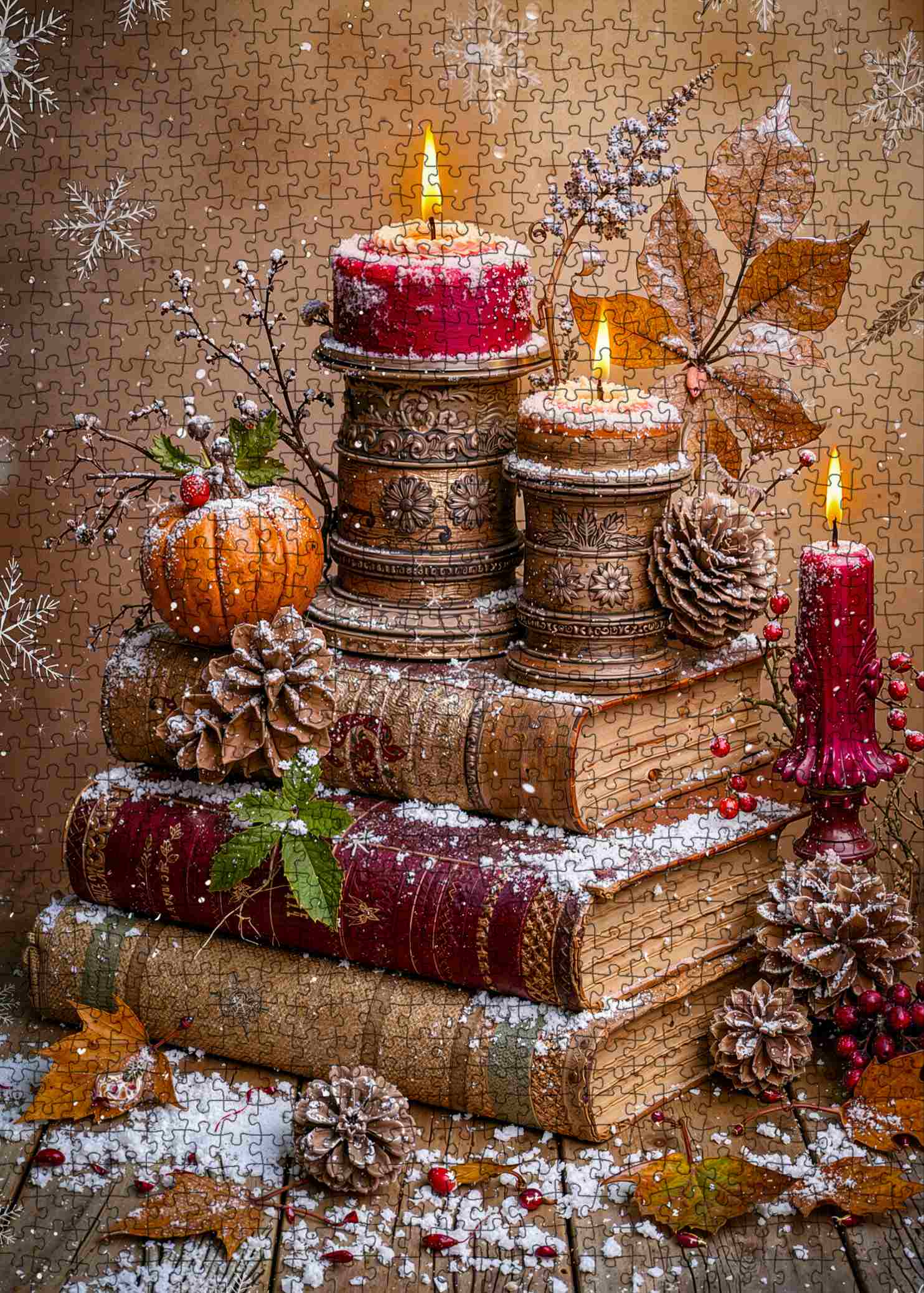 tucocoo-vintage-candlelight-winter-books-puzzle-1000-teile image 2