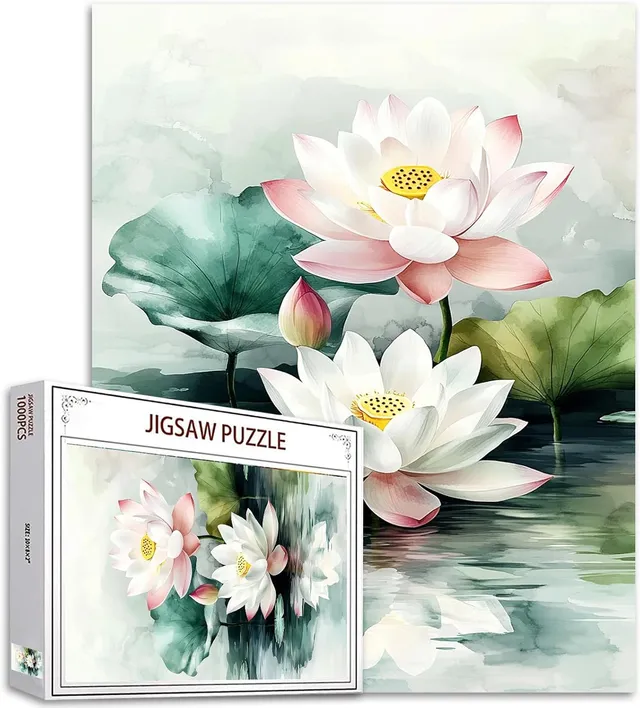 tucocoo-watercolor-lotus-puzzle-1000-teile-blumen image 1