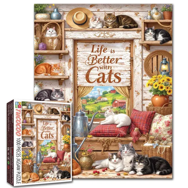 tucocoo-jigsaw-puzzles-life-better-with-cats-puzzle-1000-teile-katzen image 1