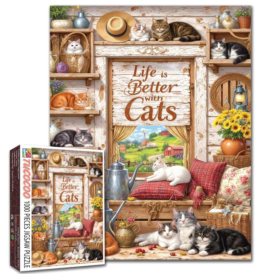tucocoo-jigsaw-puzzles-life-better-with-cats-puzzle-1000-teile-katzen image 1