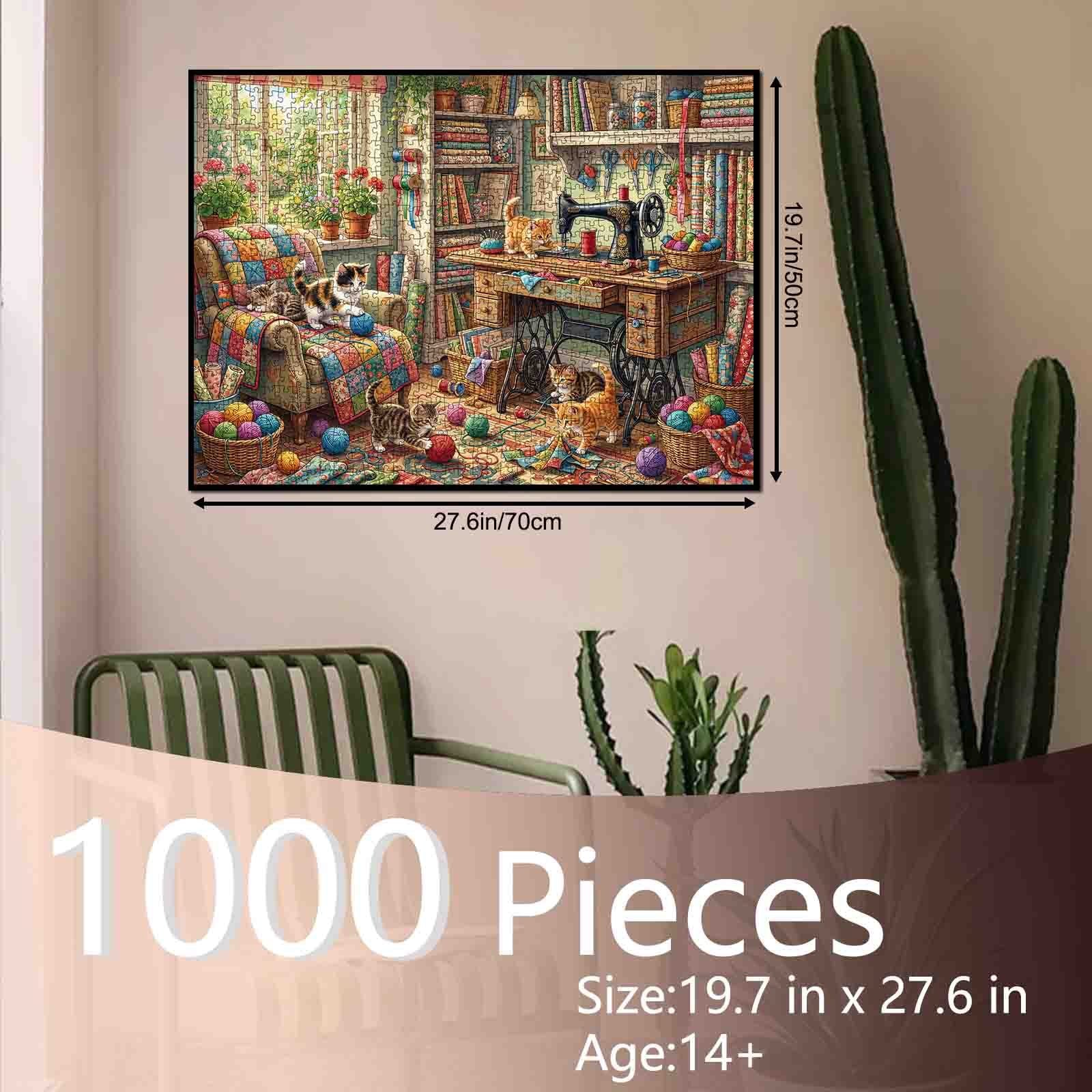 tucocoo-jigsaw-cozy-sewing-room-kittens-puzzle-1000-teile-katzen image 5