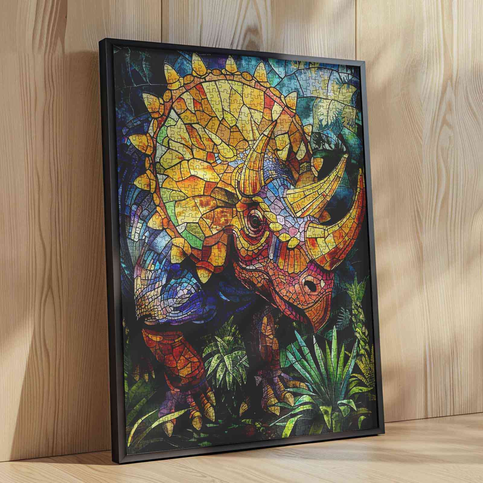 tucocoo-jigsaw-triceratops-dinosaur-stained-glass-puzzle-1000-teile image 4
