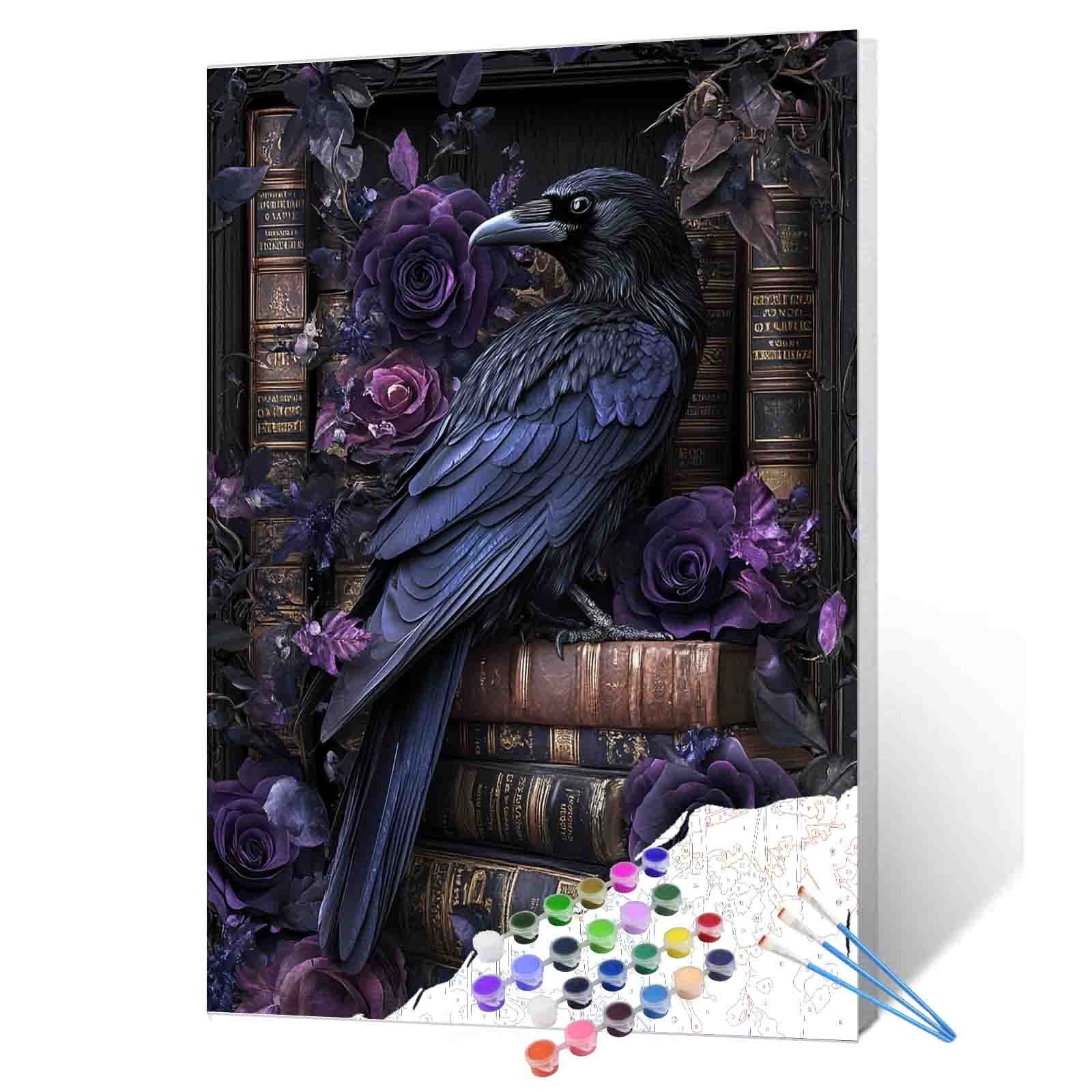 tucocoo-raven-and-roses-library-malen-nach-zahlen-40x50-ohne-rahmen image 1