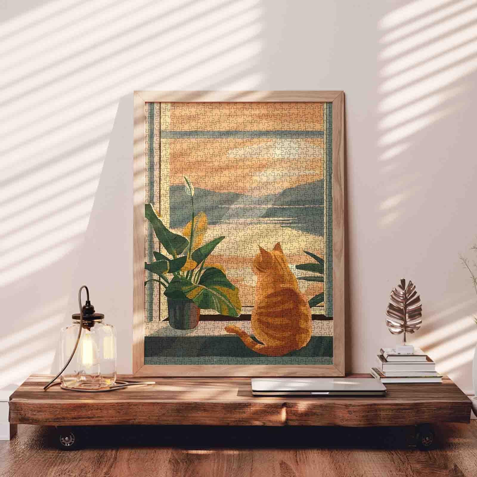 tucocoo-cat-watching-sunset-window-puzzle-1000-teile-katze image 3