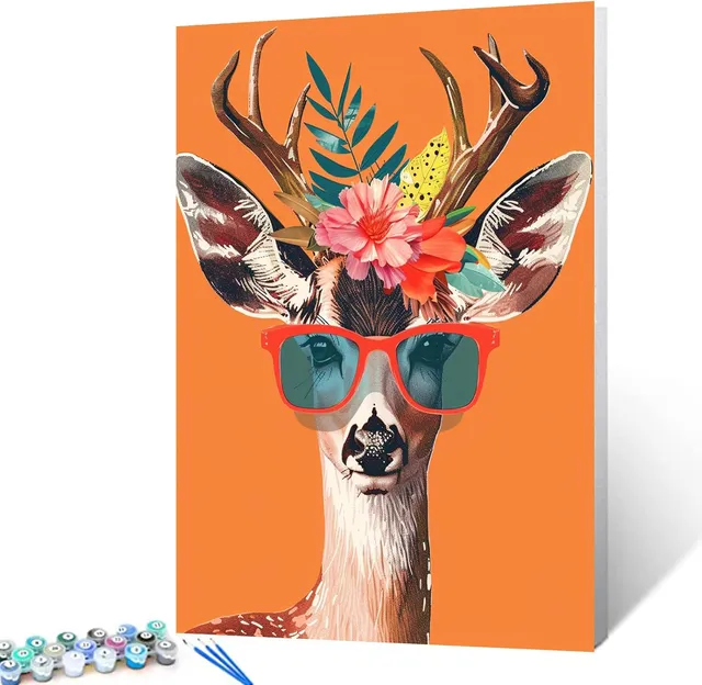 tucocoo-paint-by-numbers-hirsch-mit-sonnenbrille-malen-nach-zahlen-40x50 image 1
