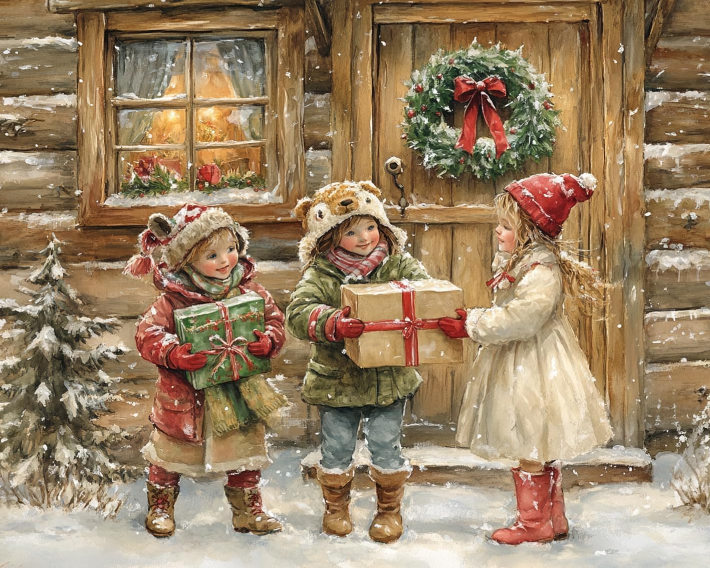 tucocoo-christmas-3-girls-malen-nach-zahlen-40x50cm-schnee image 2