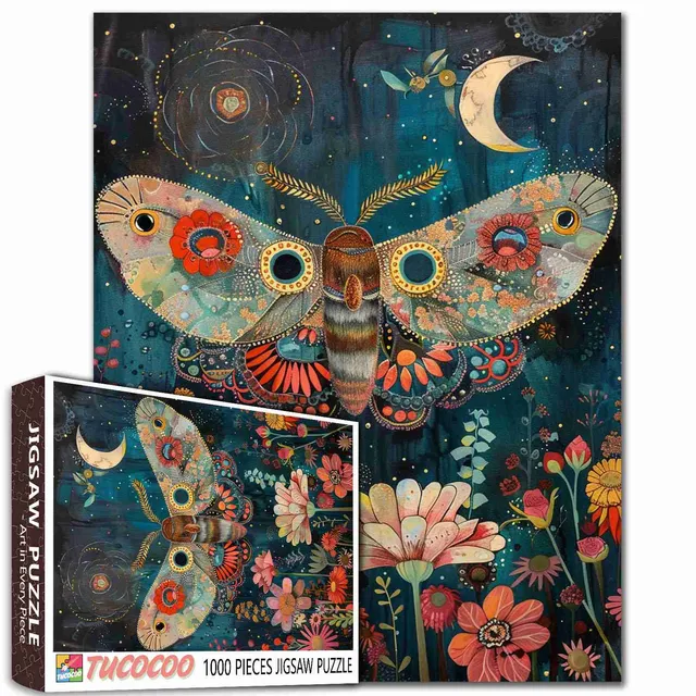 tucocoo-moth-and-flowers-puzzle-1000-teile-motte image 1