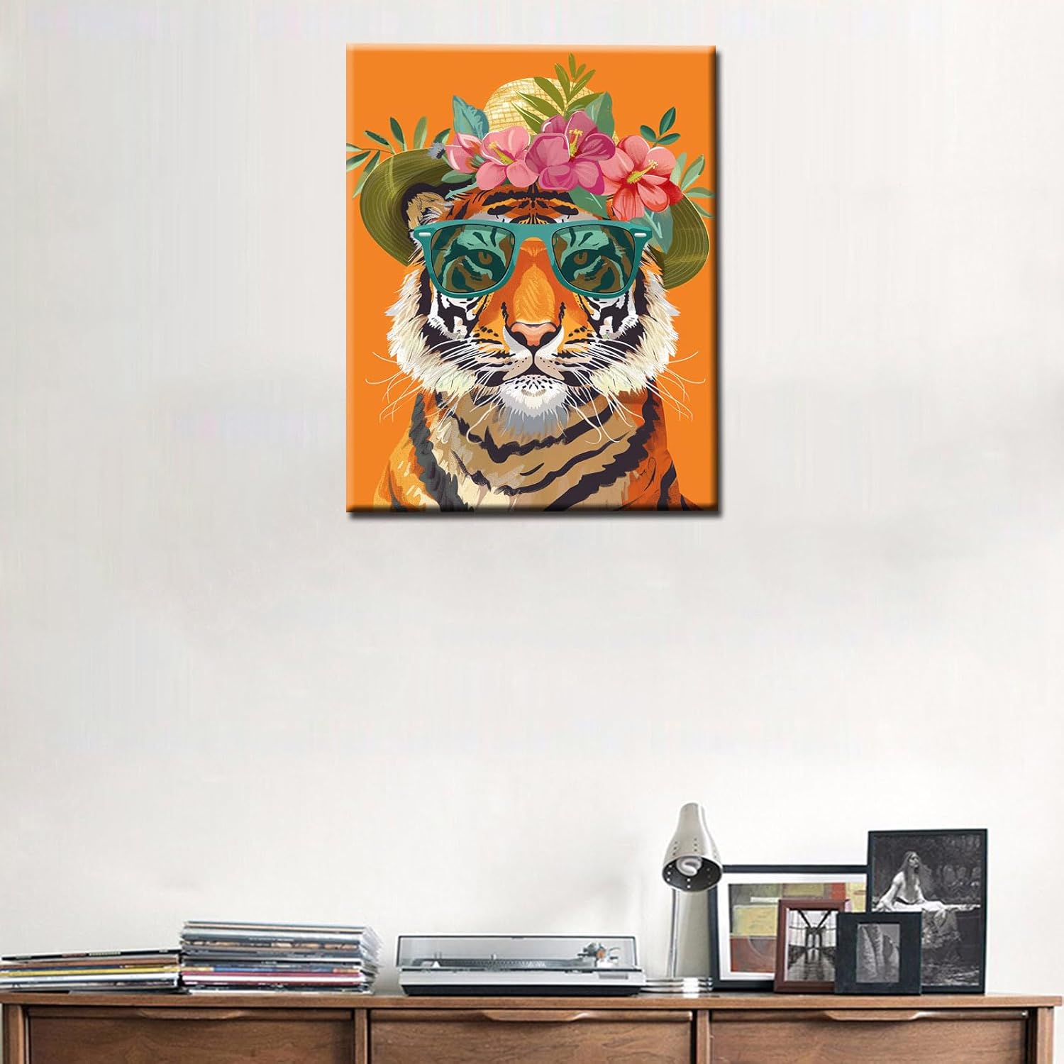 tucocoo-tiger-sunglasses-flower-hat-malen-nach-zahlen-40x50 image 2