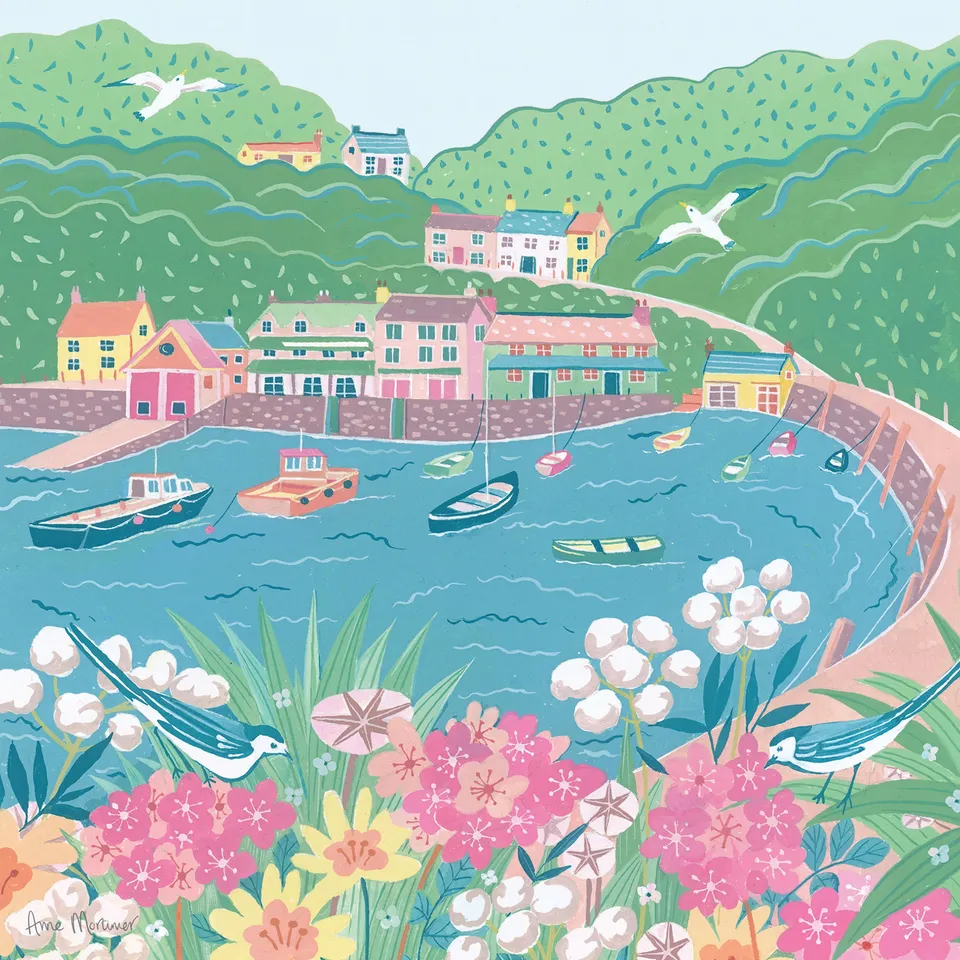 otter-house-quayside-pastel-harbour-grusskarte-galerie-karte image 1