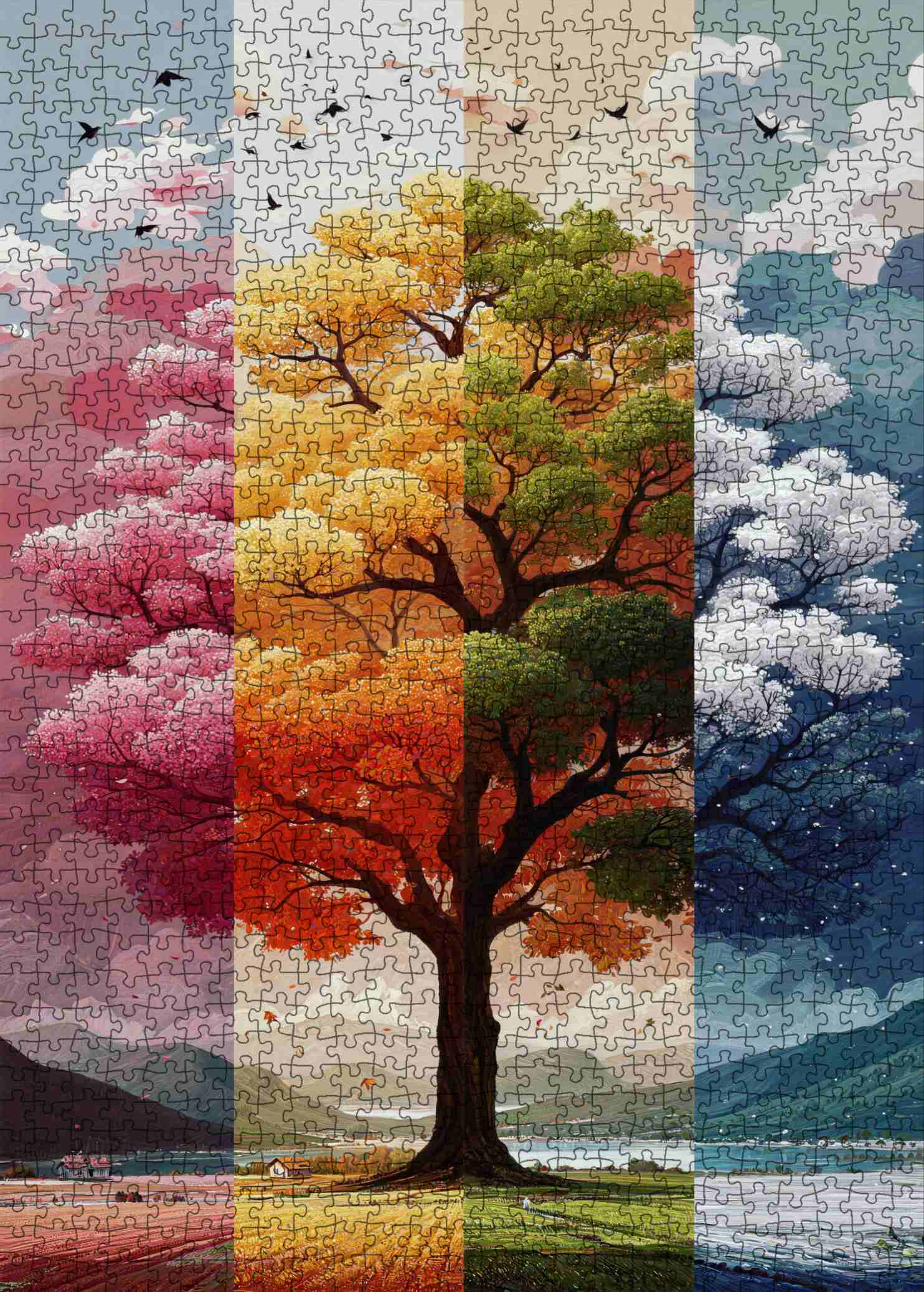 tucocoo-four-seasons-tree-puzzle-1000-teile-landschaft image 2
