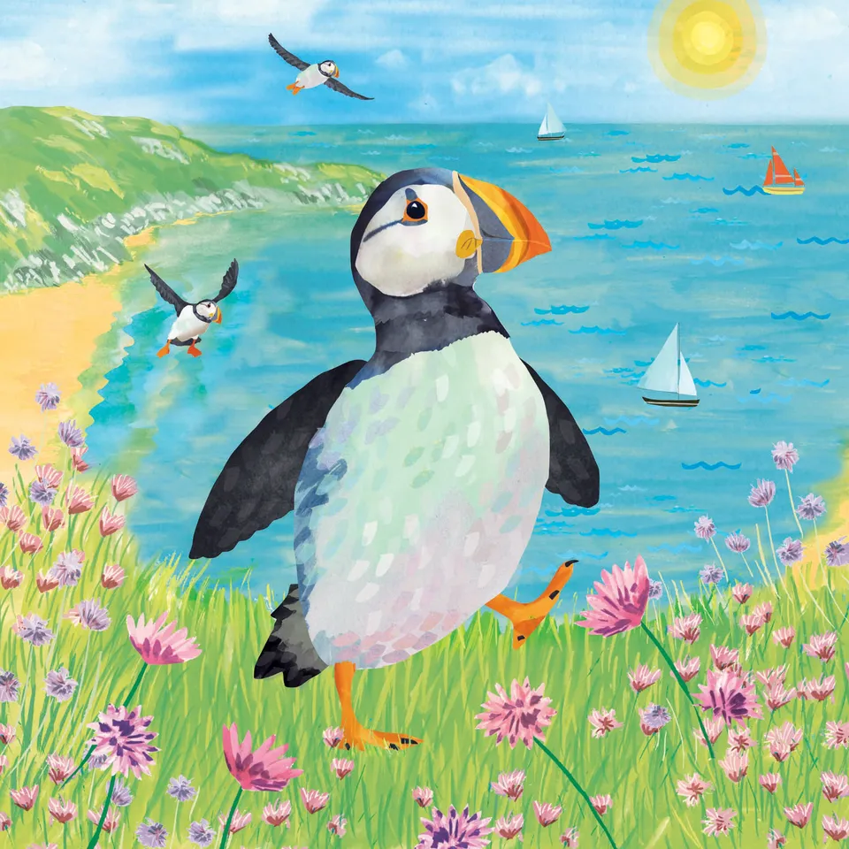 quayside-gallery-sunny-puffin-gru-karte-papageitaucher image 1