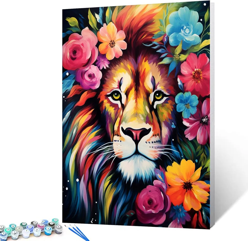 tucocoo-paint-by-numbers-lion-face-malen-nach-zahlen-40x50-l-we image 1