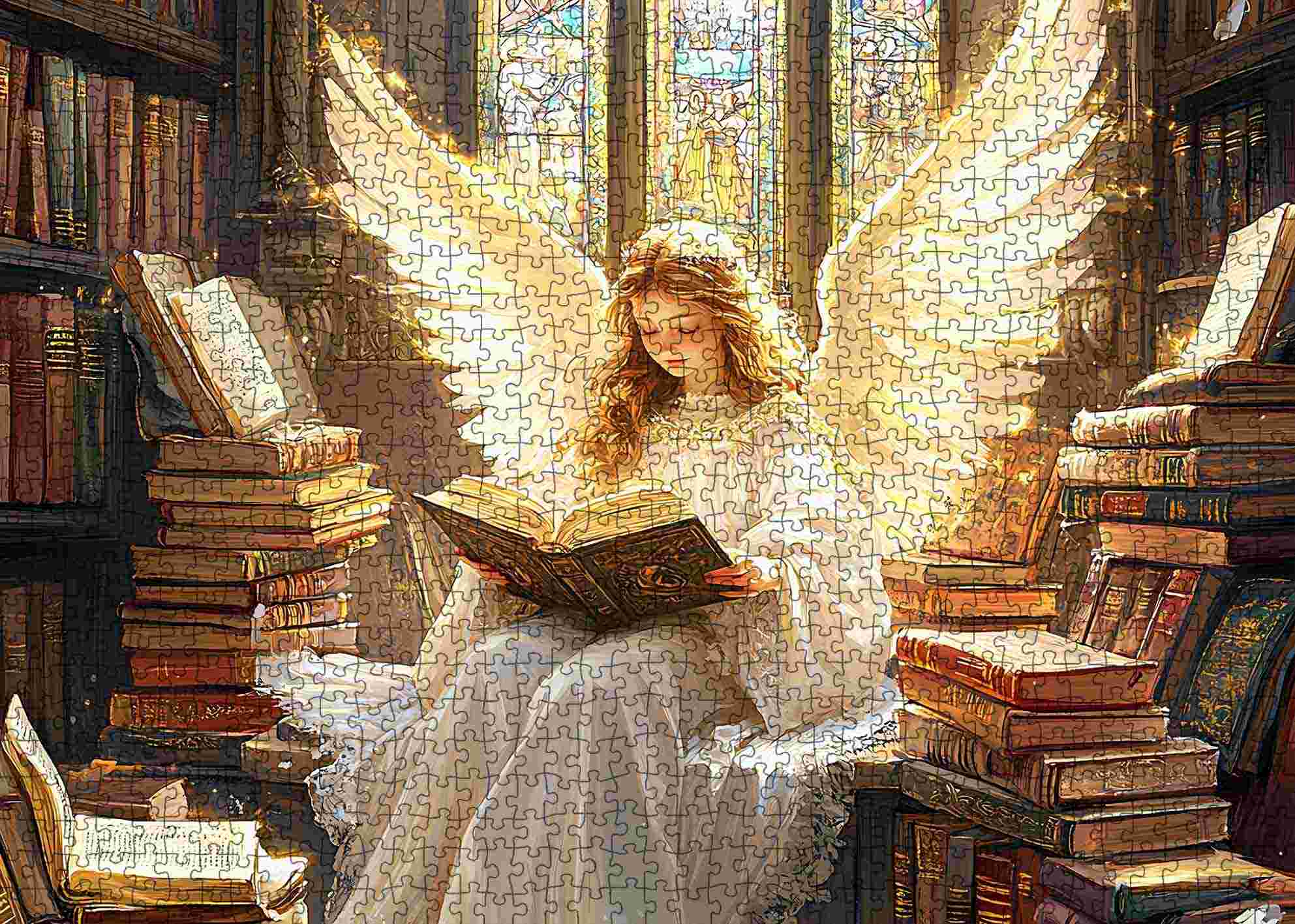 tucocoo-jigsaw-puzzles-library-angel-puzzle-1000-teile-bibliothek image 2