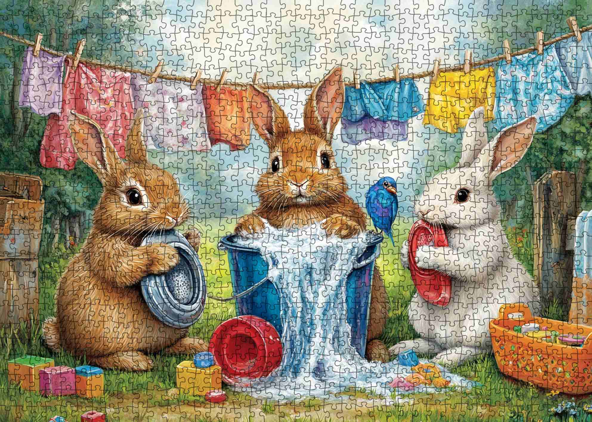 tucocoo-playful-bunnies-laundry-puzzle-1000-teile-hasen image 2