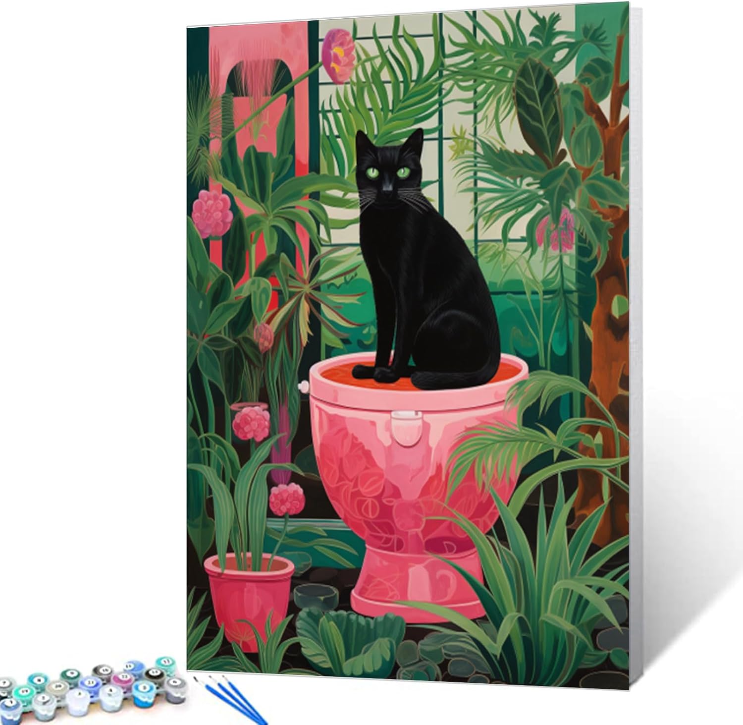 tucocoo-paint-by-numbers-black-cat-flower-pot-malbild-40x50 image 1
