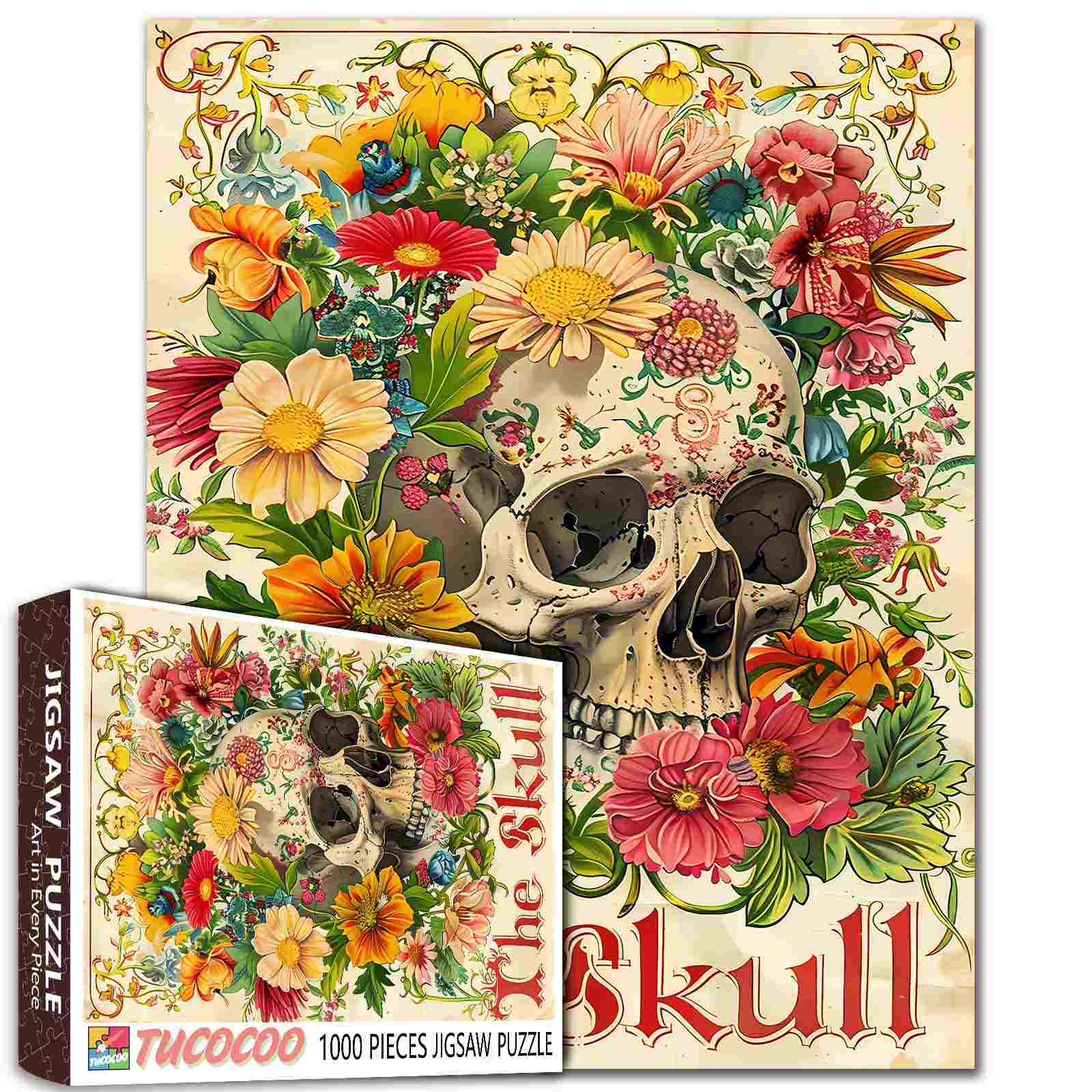 tucocoo-floral-skull-vintage-puzzle-1000-teile-blumen image 1