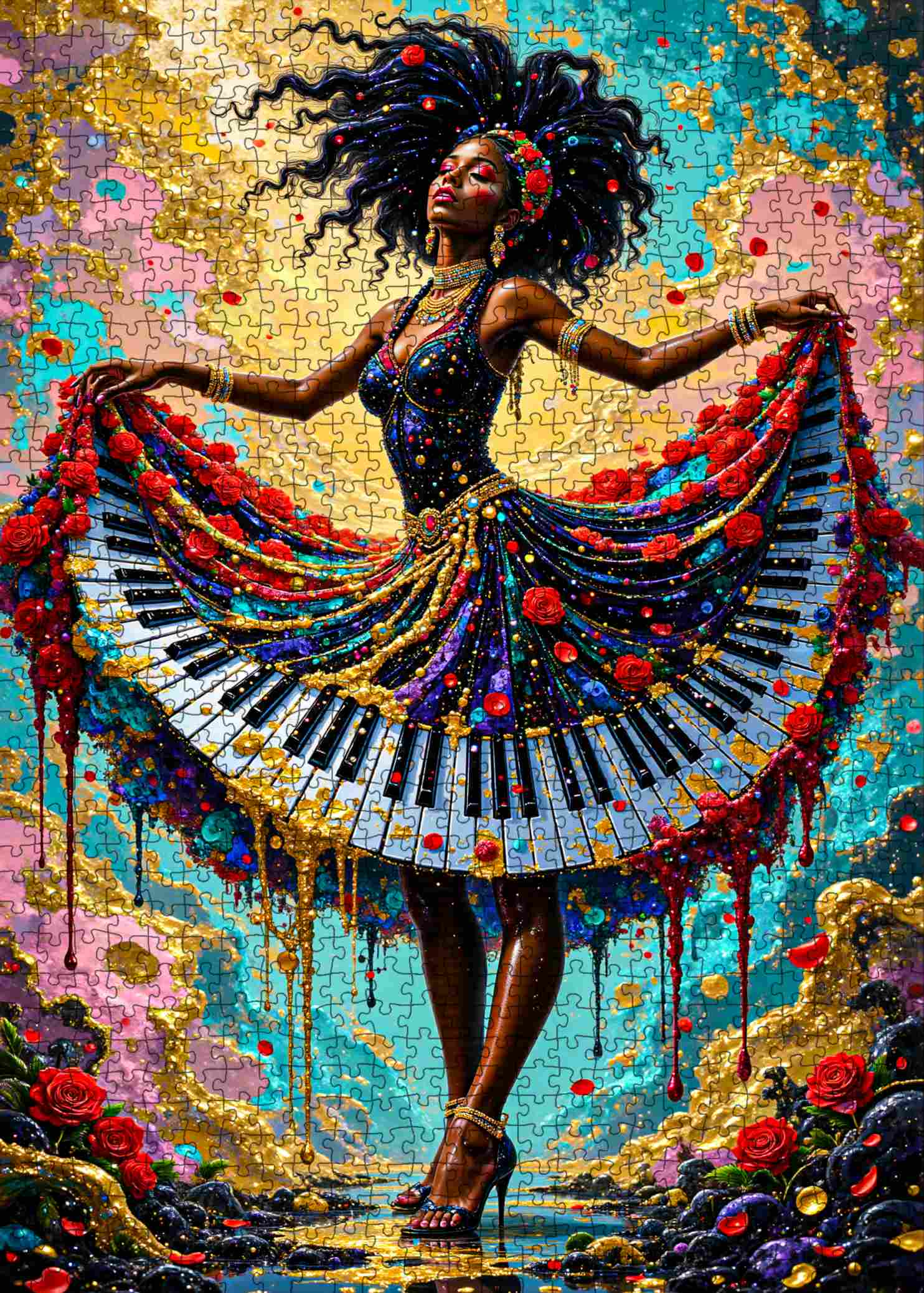 tucocoo-piano-dress-melody-puzzle-1000-teile-musikmotiv image 2