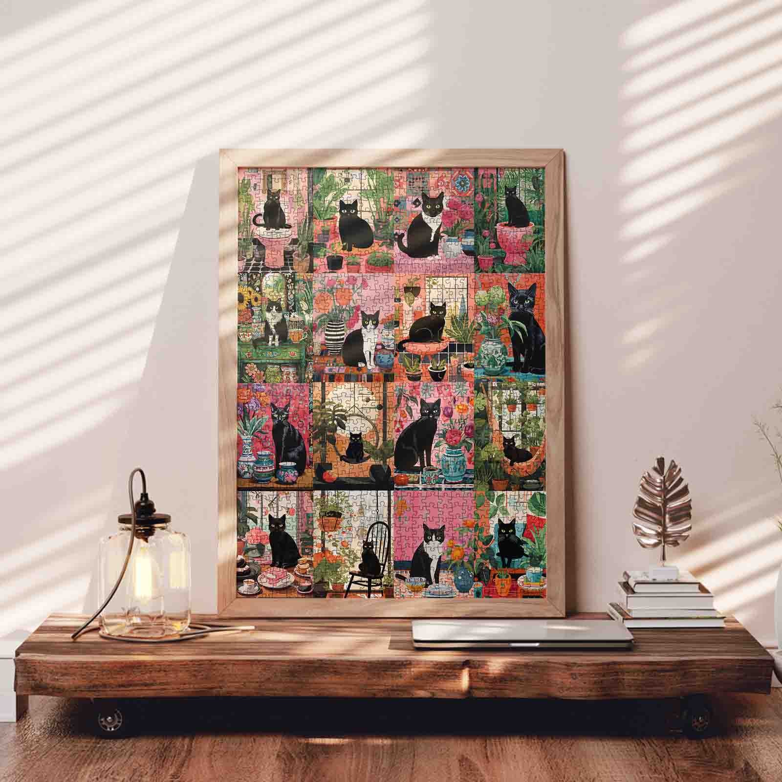 tucocoo-botanical-black-cat-puzzle-1000-teile-katzen image 3
