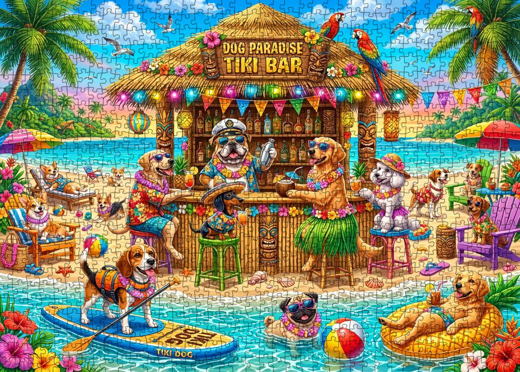 tucocoo-dog-paradise-tiki-beach-party-puzzle-1000-teile image 2