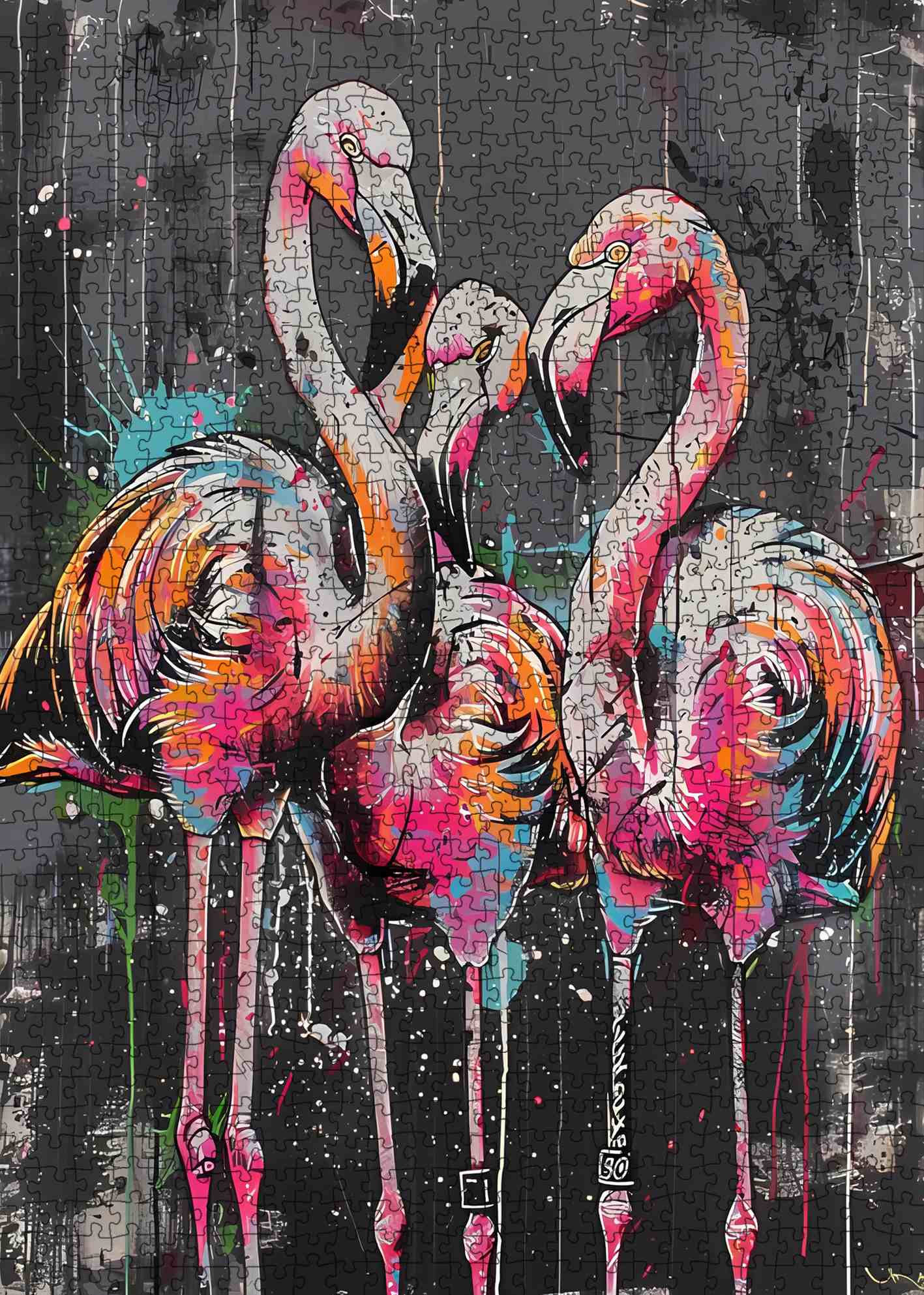 tucocoo-graffiti-flamingos-puzzle-1000-teile-bunt image 2
