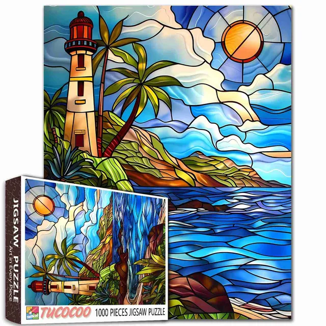 tucocoo-lighthouse-stained-glass-puzzle-1000-teile-meer image 1