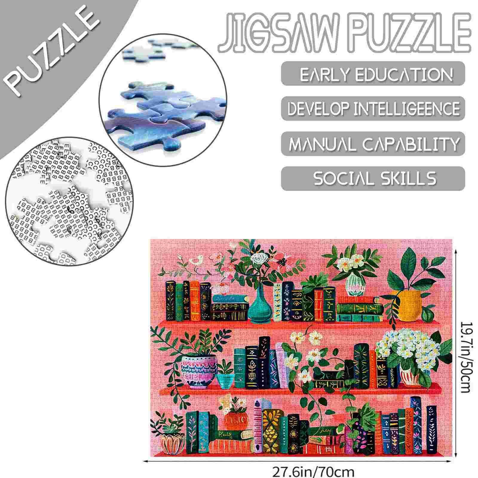 tucocoo-bookshelf-and-flowers-puzzle-1000-teile-b-cher image 4