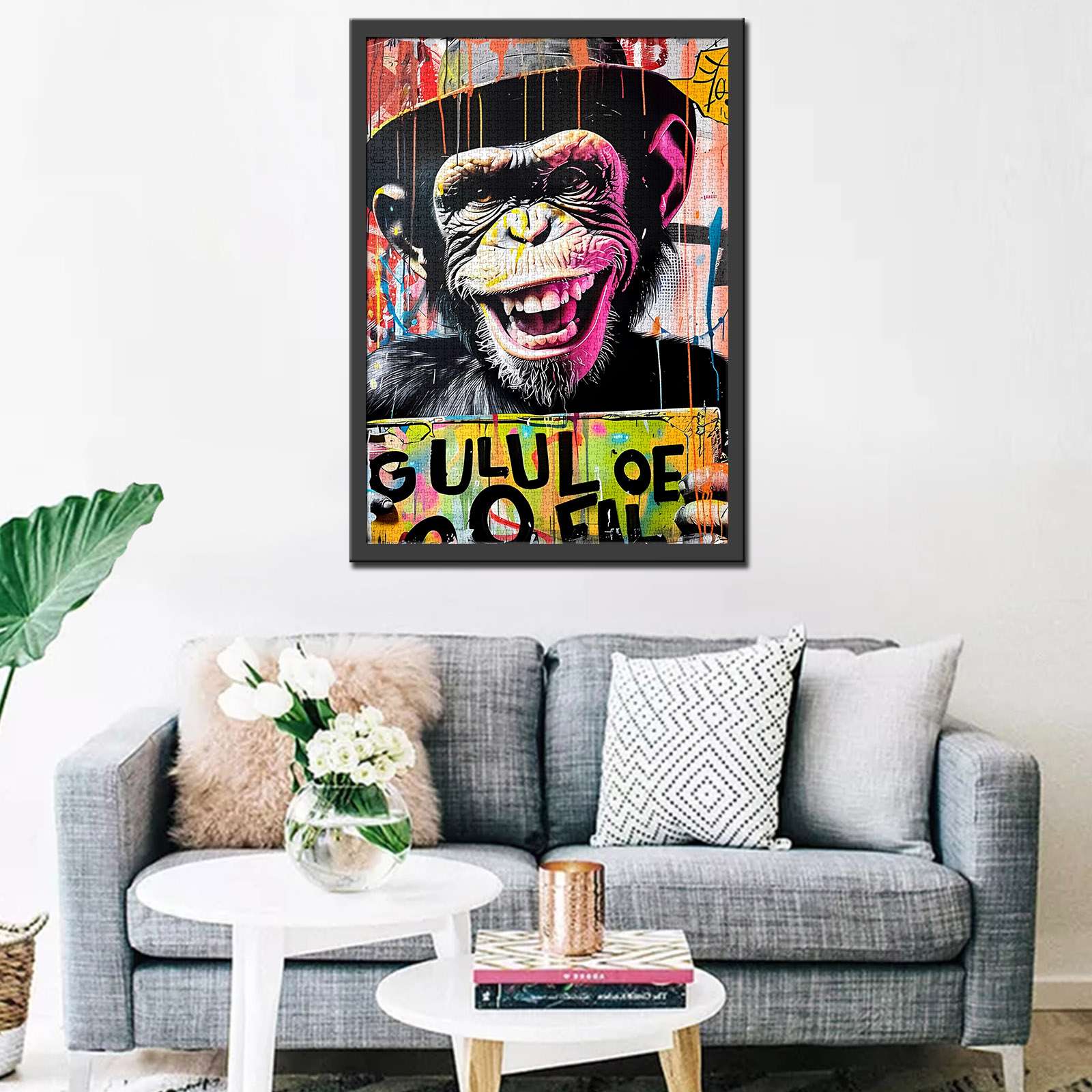 tucocoo-graffiti-monkey-with-hat-puzzle-1000-teile-affe image 3