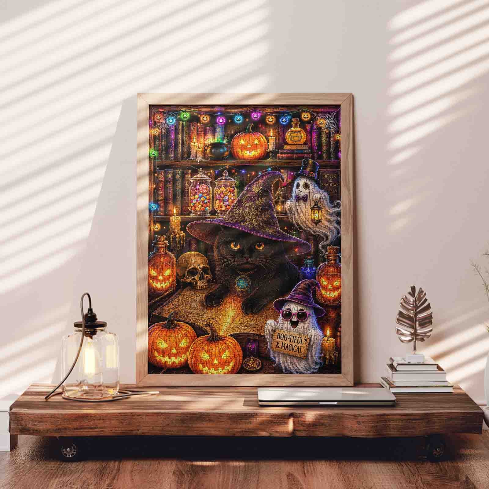 tucocoo-black-cat-witchy-library-puzzle-1000-teile-halloween image 3