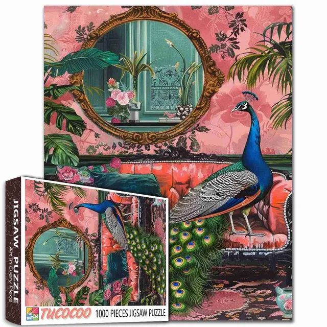 tucocoo-elegant-peacock-puzzle-1000-teile-pfau-sofa image 1