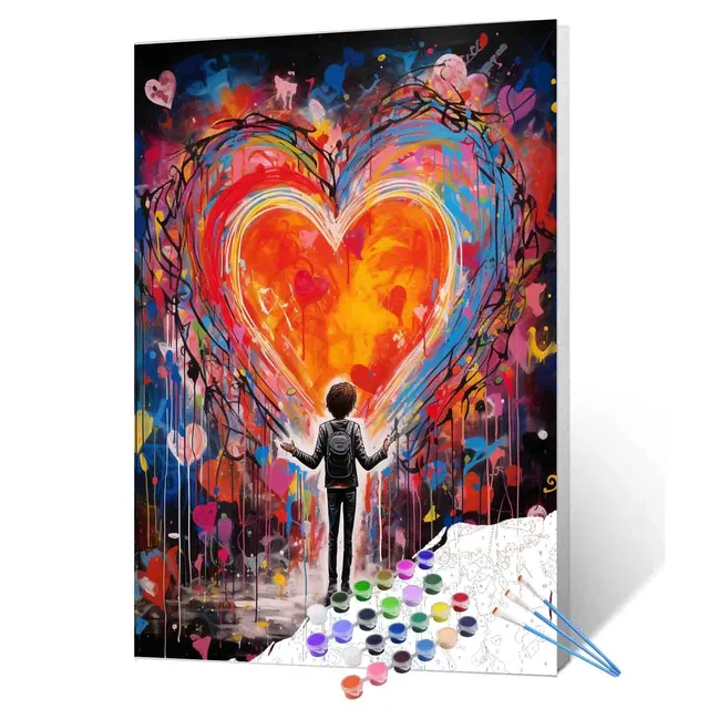 tucocoo-boy-facing-giant-heart-graffiti-malen-nach-zahlen-40x50-ohne-rahmen image 1