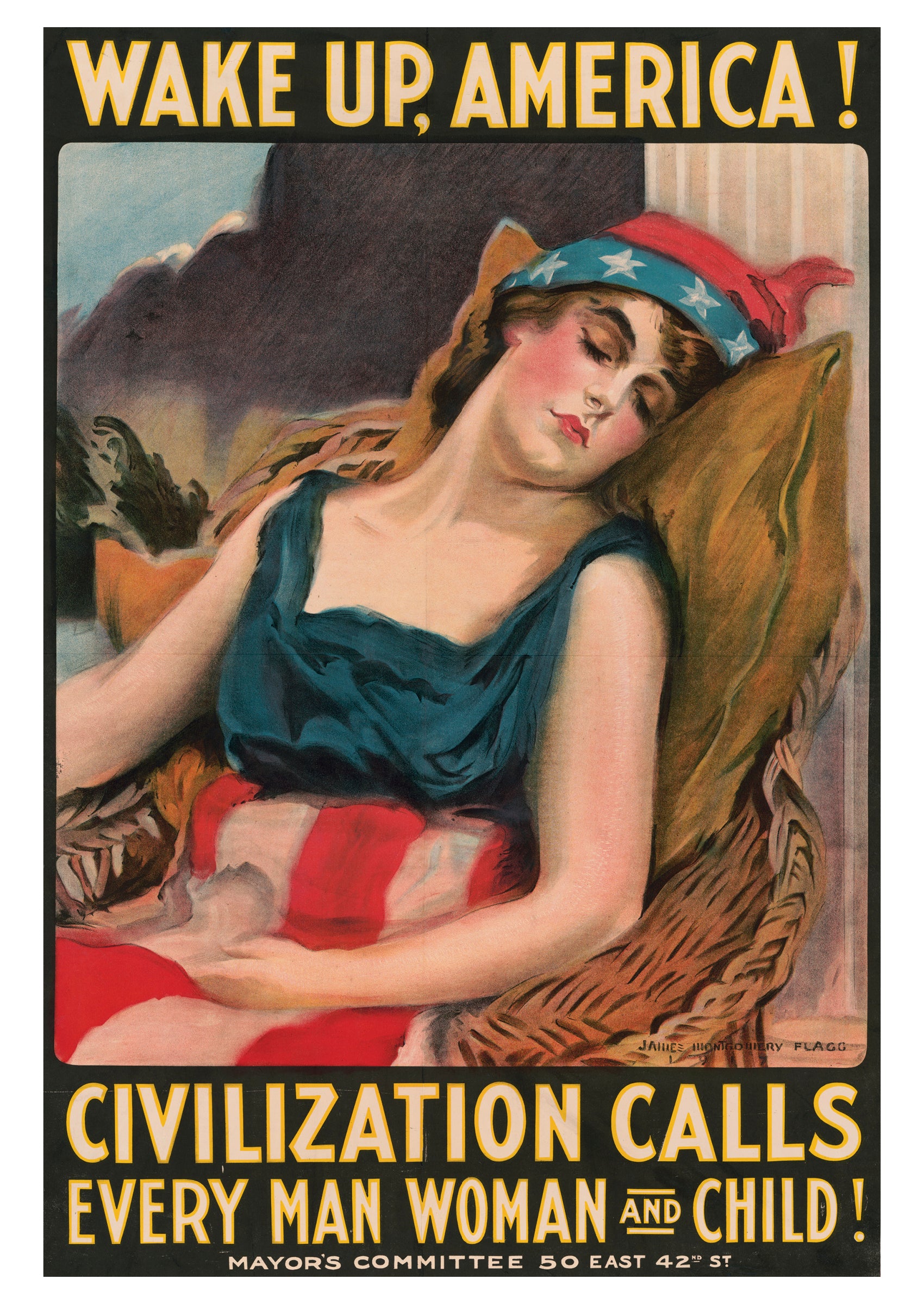 pomegranate-postcards-wake-up-america-postkarte-plakat image 1