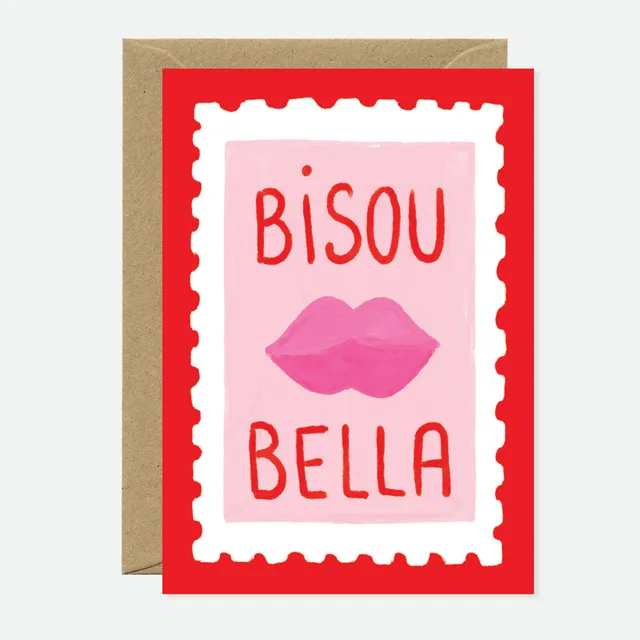 all-the-ways-to-say-bisou-bella-gru-karte-a6-kussmund image 1