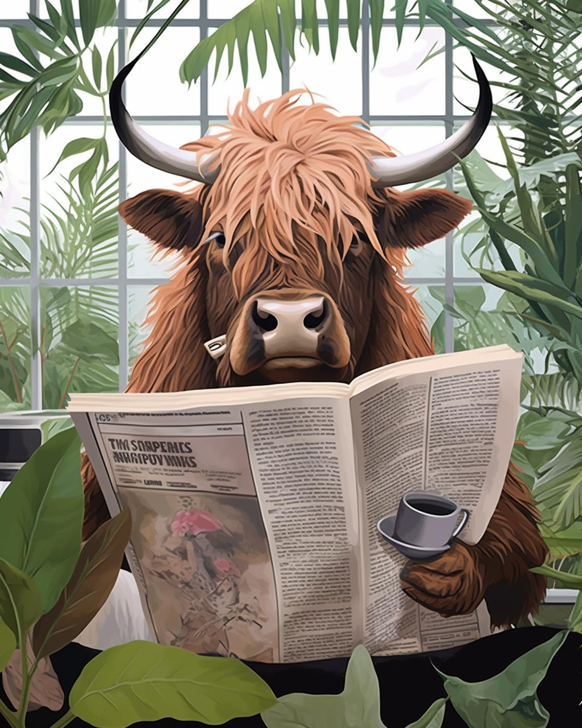 tucocoo-highland-cattle-reading-newspaper-malen-nach-zahlen-40x50-ohne-rahmen image 2