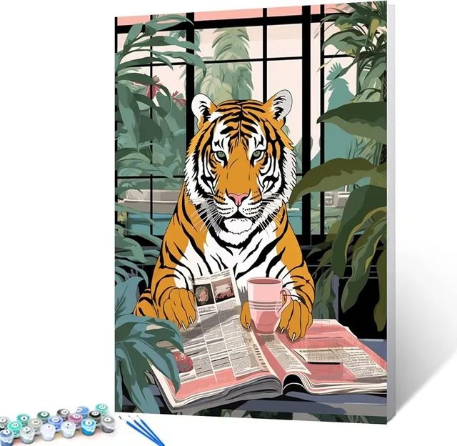 tucocoo-tiger-working-in-jungle-office-malen-nach-zahlen-40x50cm image 1